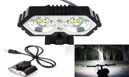 6000LM 2 X T6 LED USB Waterproof Lamp Bike Bicycle Headlight bicycle lights bike light lamp outdoor cycling camoing6923543