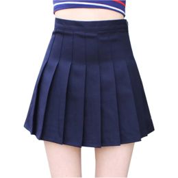 skirt Korean Students Class Uniforms Clothing for Girls Summer Navy Pleated Skirt Japanese School Solid Pleated Short Mini Skirt