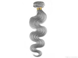 silver grey hair extensions 100gpiece human hair weave brazilian body wave Grey blonde brown vierge hair extension8858001