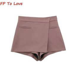 Skirt Spice Girls PB&ZA Woman High Waist Solid Colour Peplum Asymmetric Design ALine Textured Skirt Pants 5427407