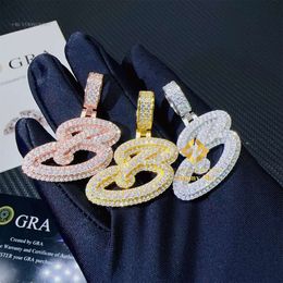 GRA Certificates Hip Hop Iced Out Fire Jewellery Sterling Sier Vvs1 Moissanite Initial B Letter Pendant