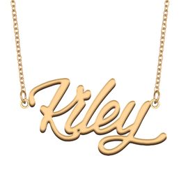 Kiley name necklaces pendant Custom Personalised for women girls children best friends Mothers Gifts 18k gold plated Stainless steel