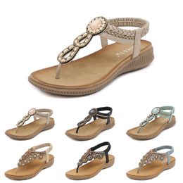2024 Bohemian Sandals Women Slippers Wedge Gladiator Sandal Womens Elastic Beach Shoes String Bead Color50 GAI