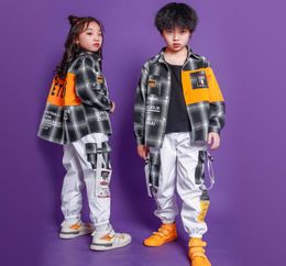 Jazz Dance Costumes Children Hip Hop Dance Street Clothing Kids Plaid shirt Jogger Pants Boys Stage Performance Wear Suits2148716