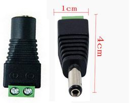CCTV Cameras 21mm x 55mm Female Male DC Power Plug Adapter for single Colour 50503528 Led strip jack connector 50pcslot4304392