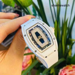 Wristwatch Fancy Watch RM Wrist Watch RM07-01 Womens Series RM0701 18K Rose Gold Snowflake Diamond Womens White Ceramic
