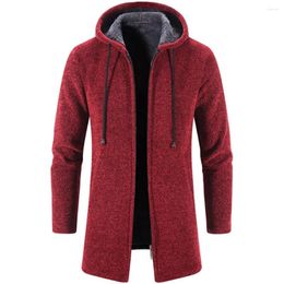 Men's Trench Coats Autumn Winter Fleece Sweater Jacket Men 2024 Cardigan Chenille Long Coat Windbreaker Outdoor Casual Sweatshirt Hoodie