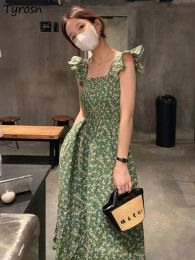 Dress Dress Women Print Daily Vintage Elegant Students Designer Summer Girlish Cozy Simple Fashion Korean Style Leisure Sleeveless New