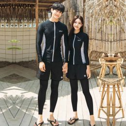 Swimwear Sport Swimsuit Rash Guard for Wen Women's Couple Swimsuit 2023 Long Sleeve 5 Pieces Suit Swimwear Sun Protection Beach Wear