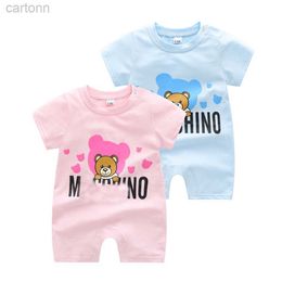 Footies Summer Baby Rompers Short Sleeved Old Flowers Climbing Newborn Girl Boy Clothes Cotton Jumpsuit Children Pajama 240306