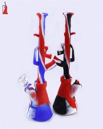 Silicone Rubber Smoking Water Pipes Bong AK47 Shape Wax Oil Concentrate Bong1789069