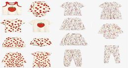 in stock Spring and Summer Full Print Strawberry Shortsleeved Tshirt Shorts Baby Girl Cute Dress Sweater Pants Suit 2108043683073