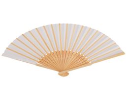 Folding Paper Hand Fan Custom Decoration Halloween Ladies Baby Shower Wedding Favours Gift Birthday Party White2937097