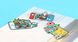 Flowers Plants Game machines Enamel Pins Gamepad Mobile Phone Handset Jewellery Brooches Shirt Badges Lapel Gifts For Friends1516236