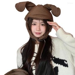 Berets Thickened Ear Muff Hat For Girl Women Beanie Cold Weather Funny Cartoon Outdoor Head Accessories