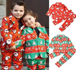 28 Years Toddler Boys Christmas Outfits Santa Claus Print Shirt Boys Pants Outfits Children Boys Xmas Clothes Suits 2011278195886