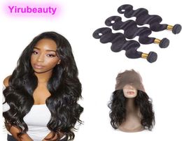 360 Lace Frontal With Bundles Indian Human Hair Natural Color Body Wave 1028inch Bundles 4 Pieces4022525