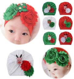 Caps Hats Lovely Flower Baby Hat Merry Christmas Girl Turban Knot Head Wraps Kids Bonnet Beanie Born Festival Gifts8732507