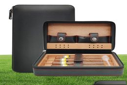 Cigar Accessories Portable Cedar Wood Cigar Humidor Leather Wrap Travel Case 4 Cigars Box Storage Humidors Humidifier Accessories 6783106