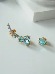 Stud Earrings Elegant Cute Blue Gem Wing Asymmetric Earring For Women Fashion Feamel Party Ears Jewellery Accessories Copper