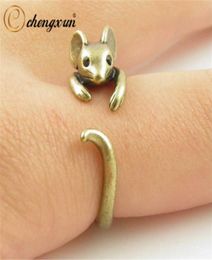 Chengxun Boho Chic Vintage Brass Knuckle Adjustable Mouse Animal Wrap Weeding Ring Ladies Fashion Jewellery Q07084230665