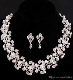 WholeNew Ladies Silver Necklace Earring Sets Wedding Bridal Jewelry Sets Necklace For Wedding Party Bridal Jewelry 8228701