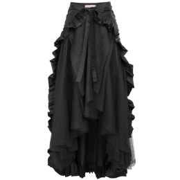 Dresses Steampunk Skirts Retro Victorian Lolita Punk Ruffles Long Laceup Open Skirt Women Summer Gothic Club Party Maxi Skirt 2022