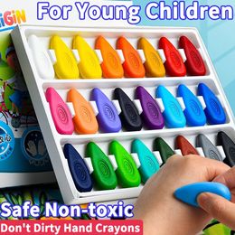 24 Colors Wax Crayons for Baby Kids Washable Safe Painting Drawing Tool Pencil for Students School Office Art Supply 240227