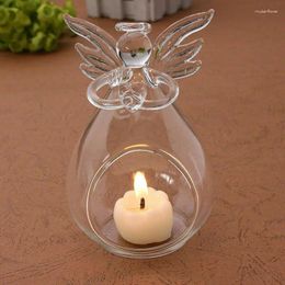 Candle Holders Glass Holder Unique Angel Shape Light Transparent Hollow Romantic Hanging Candlestick For Home Decor
