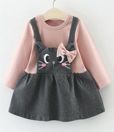 Baby Girl Winter Clothes Cotton Cat Bowknot Baby Dresses Autumn Cute Newborn Infant Toddler Clothing Bebes Costume Christmas MX1902361452