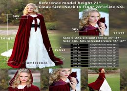 Long Velvet Christmas Hooded Cloak Bridal Cloaks Capes Winter Halloween Floor Length Jacket Wedding Bridesmaid Wraps4777431