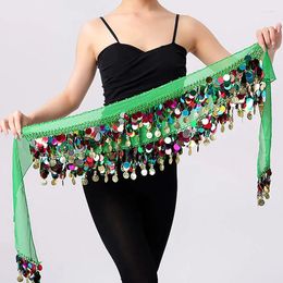 Stage Wear Women Belly Dance Waist Chain Colorful Sequined Tassel Waistband Scarf Boho Triangle Hip Clothing Accessories
