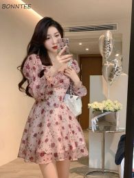 Dress Dress Women Aesthetic Slim Floral Aline Spring Sweet Designed Vintage French Style Fashionable Gentle OL Leisure Holiday Temper