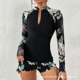 Swimwear Female Swimsuit With Long Sleeves Swimwear Sports Surfing Tankini Set Beachwear TwoPiece Bathing Suits Pool Women Swimming Suit