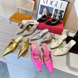 Sandals High heels luxury Designer shoes heels Paris Dress Classics Women 5cm Heels Red Black Golden Gold Wedding Bottoms with box Size 35-42