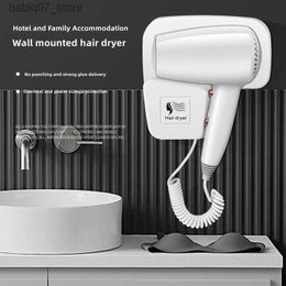 Hair Dryers Non perforated wall mounted hair dryer 1300W high-power fast drying negative ion hotel and hotel home bathroom hair dryer Q240306