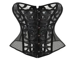 Sexy Mesh Corsets and Bustie Elastic Net Hollow Out Flowers Design Busk Closure Bustier Corset Body Shapewear cincher corselet 8129404819