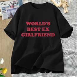 T-shirt World's Best Ex Girlfriend Baby Tee Shirt Women Girl Funny Pink TShirt Trendy Vintage Inspired Graphict Shirt Kawaii Clothes
