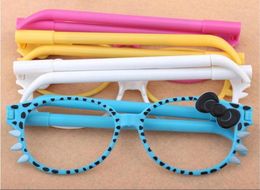 2015 s Bowknot Leopard grain cat glasses Ballpoint pen Creative glasses modelling ballpoint pen The child stationery 100pcslot6826234