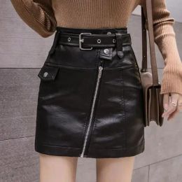 Skirt Slim Faux Leather Skirt Women High Waist Lady Pu Y2K Harajuku Mini Skirt Female Casual A Line plus size Chic Short Skirts