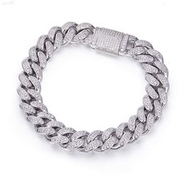 Hot Luxury 12mm Iced Out Cuban Chain Moissanite 925 Silver Platinum Plated Cuban Link Chain Bracelet Hip Hop Gift for Men