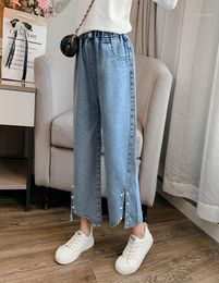 Sweet Kids Jeans Girls Pants Asymmetry Pearl slit wideleg jeans Children Clothes For 3 4 5 6 7 8 9 10 11 12 13 Years Girl16604162