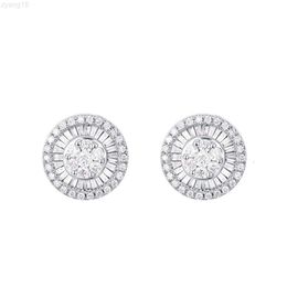 2023 Hotsale Classic Jewelry 14k 18k Real Gold Diamonds Baguettes Stud Earrings for Women Natural Diamonds White Gold Circle 1pc