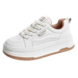 with Thick Womens New 2024 Spring Versatile Plush Sole and Genuine Leather Small White Elevated Casual Sports Round Toe Board Shoes 850 dhgates dhgate.com