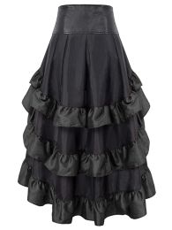 Skirts Women s Gothic SteamPunk Skirt Mediaeval Renaissance Style HighLow Belted Skirt Victorian Skirt Costume