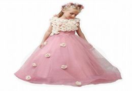 New style Charming Pink Flower Girl Dress Princess Pageant Prom Party Special Occasion Children Gown First Communion Dress YYYTZ9172114