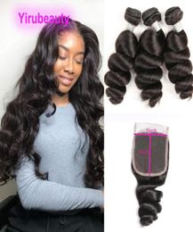 Peruvian Human Virgin Hair 3 Bundles With 55 Lace Closure Baby Hairs Yirubeauty Loose Wave Texture Double Wefts 1030inch8507772