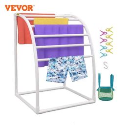 VEVOR Pool Towel Rack 567 Bar Outdoor PVC TrapezoidalTriangularCurved Poolside Storage Organiser w WhiteBrown Freestanding 240325