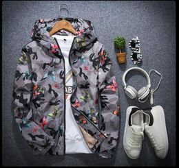 High Quality Mens Summer Camo Windbreaker Jacket Thin Male Camouflage Windbreaker Coats 2018 Spring Hooded Butterfly Windbreaker4358905