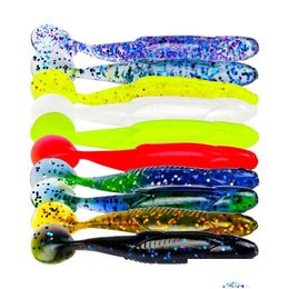 Party Favour 10Pcs/Lot 9.5Cm/6G 10 Colours Worm Plastic Lures Party Favour Swimbait Wobblers Soft Bait Fishing Lure Artificial Bass Tackl Dhdtu